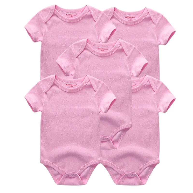 Everyday Essentials – 5-Pack Cartoon Cotton Bodysuits (0–12M | Unisex) - Nestling Babies