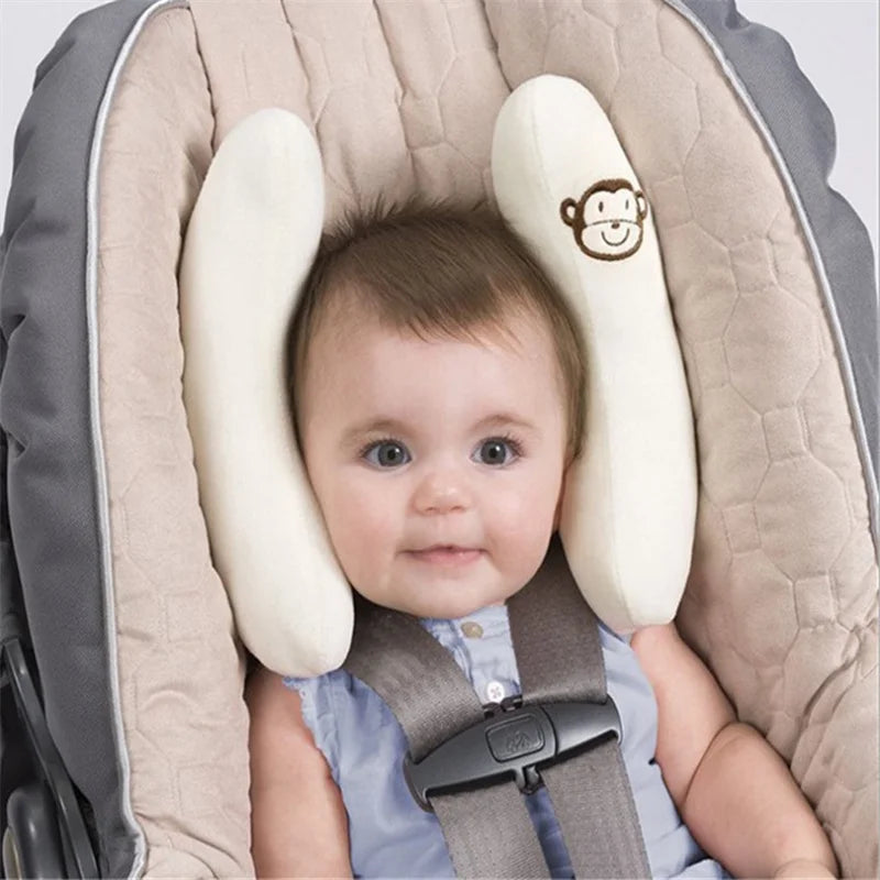 Baby Stroller & Car Seat Neck Pillow – Soft Banana-Shaped Head Support for Infants | Cartoon Flower Design - Nestling Babies