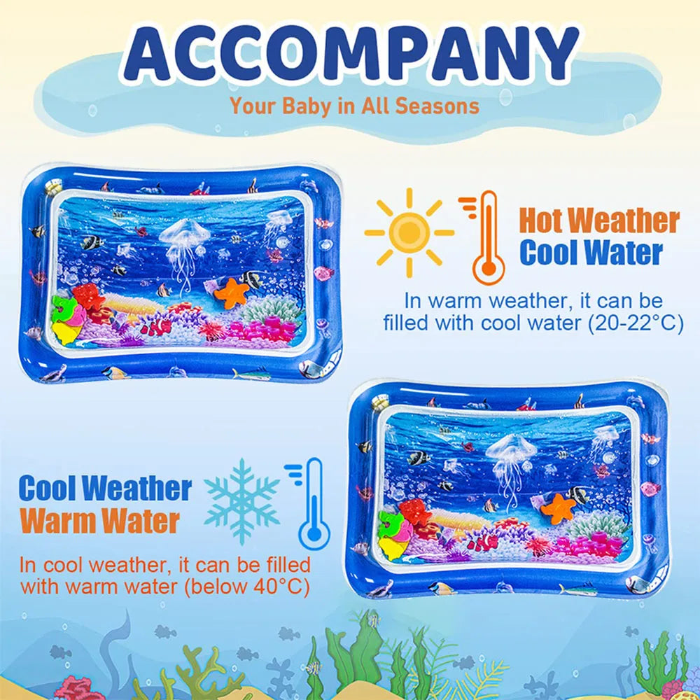 Inflatable Baby Water Play Mat – White Jellyfish Sensory Activity Cushion - Nestling Babies