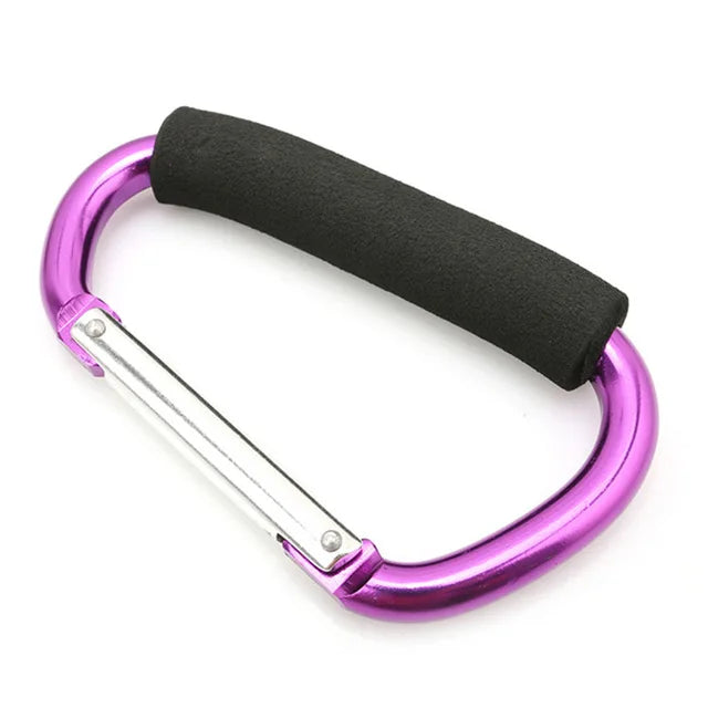 Large Aluminum Carabiner Stroller Hook – Heavy-Duty D-Ring Clip Organizer for Bags, Purses & Shopping - Nestling Babies