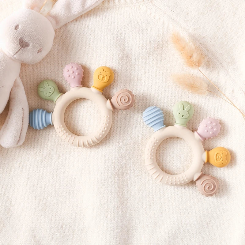 Silicone Baby Teether Ring – Soft & Safe Teething Toy for 0–12 Months - Nestling Babies