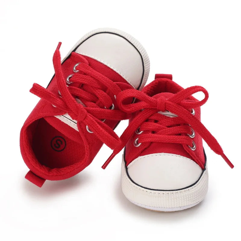 Meckior Baby Canvas Sneakers – Unisex Soft Basketball-Inspired First Walkers (0–18 Months) - Nestling Babies