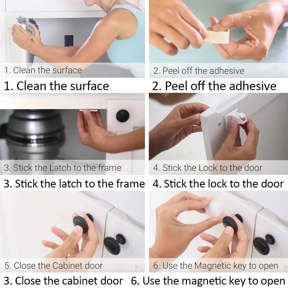 Magnetic Child Safety Locks – Invisible Baby Cabinet & Drawer Latches (Includes Installation Tool) - Nestling Babies