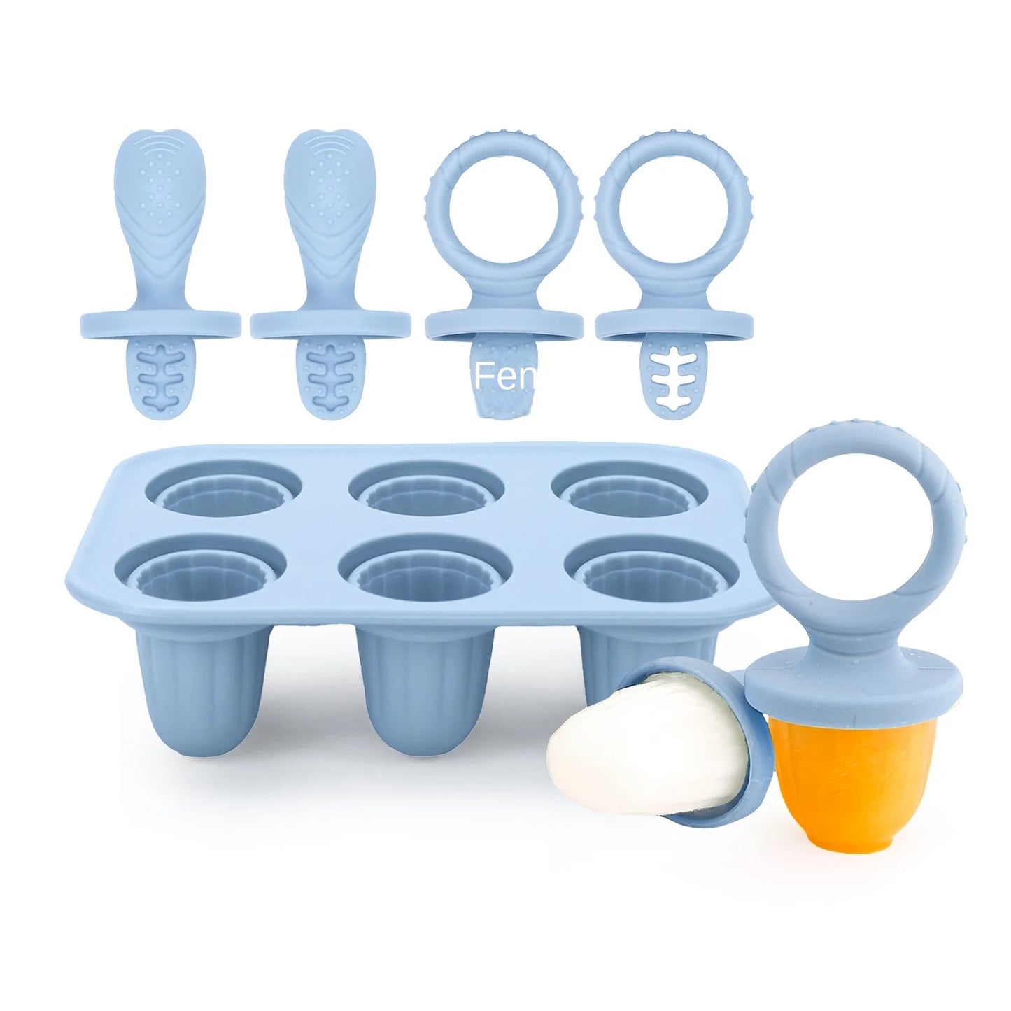 Silicone Baby Popsicle Mold – 6-Cavity Tray for Frozen Teething Treats - Nestling Babies