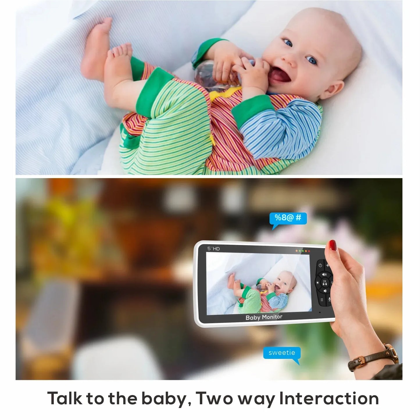 5” HD Video Baby Monitor with 2-Way Audio, Night Vision & Temperature Sensor – 22H Battery & 1000ft Range - Nestling Babies