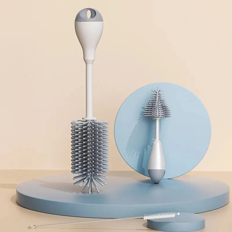 3-in-1 Silicone Baby Bottle Brush Set – 360° Cleaning Power - Nestling Babies