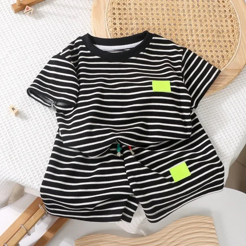 Summer Striped T-Shirt & Shorts Set – 2-Piece Outfit for Toddlers (1–7Y) - Nestling Babies