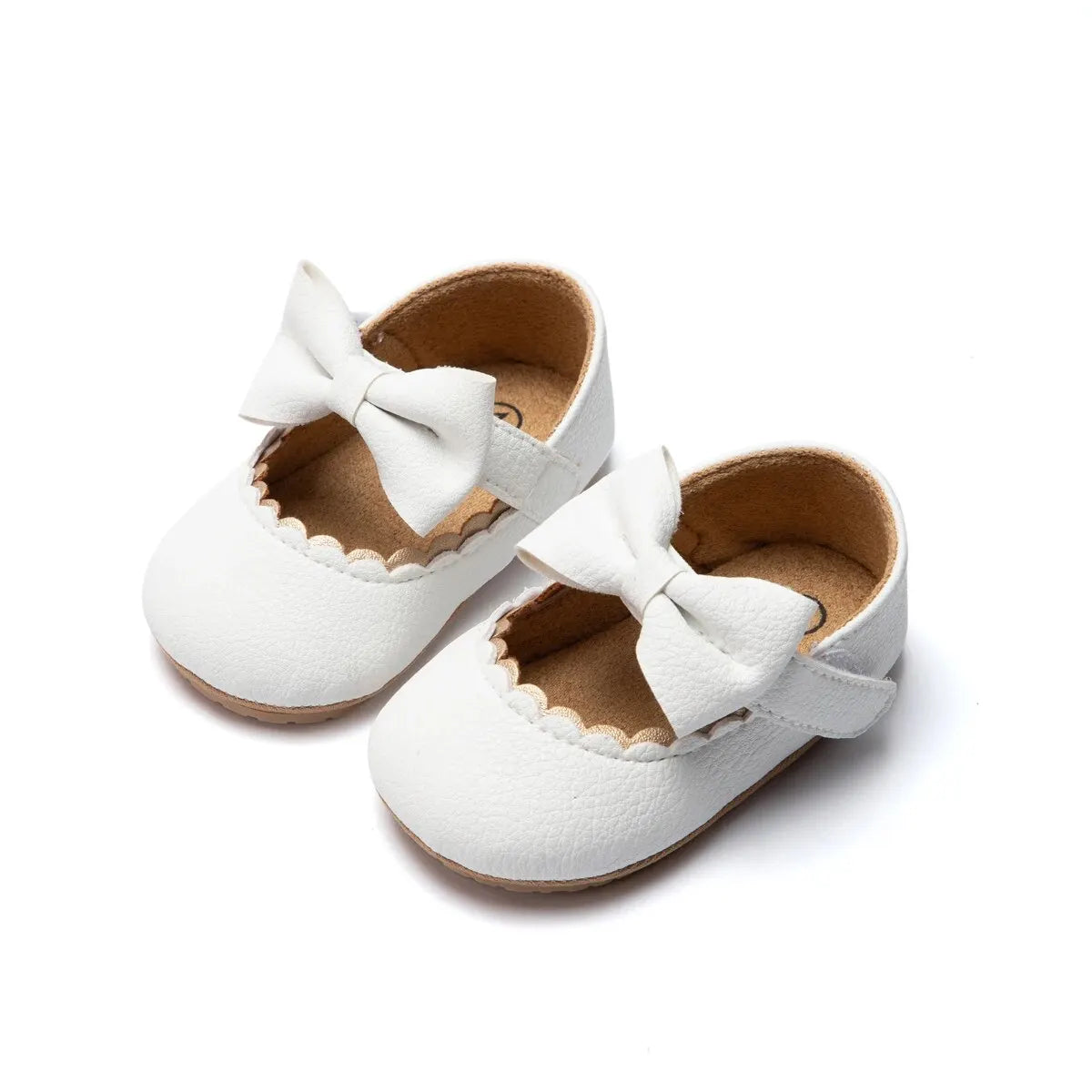 Baby Girl Bowknot Dress Shoes – Soft PU First Walkers with Non-Slip Rubber Sole - Nestling Babies