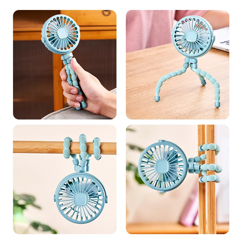 USB Rechargeable Stroller Fan – Clip-On Portable Mini Fan with 3 Speeds - Nestling Babies