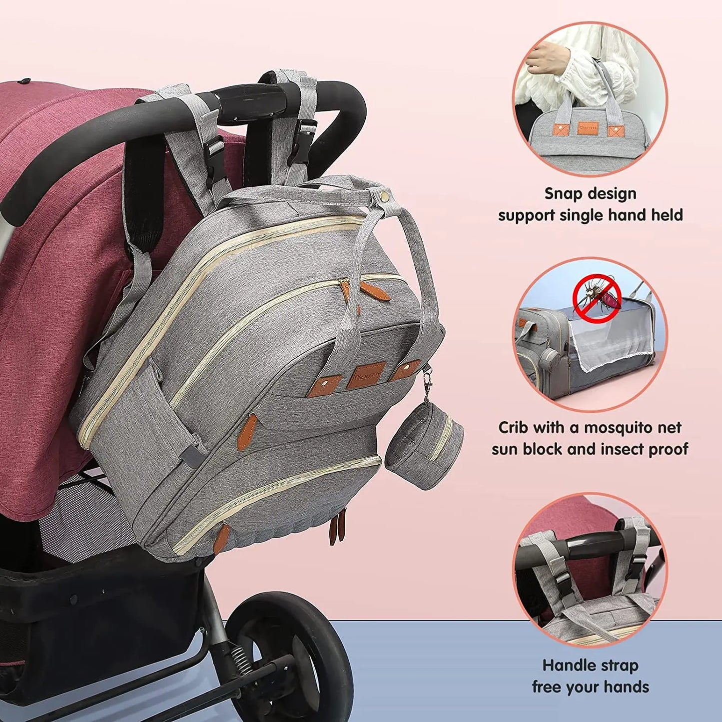 3-in-1 Diaper Bag Backpack – Foldable Baby Bed with USB & Waterproof Storage - Nestling Babies