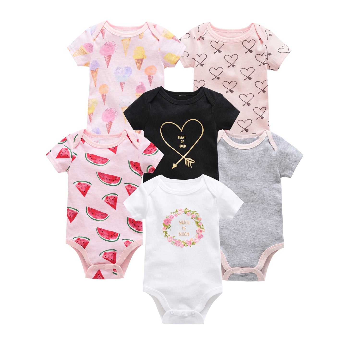 Cotton Essentials – 3/6-Pack Baby Bodysuits (Unisex | 0–12M) - Nestling Babies