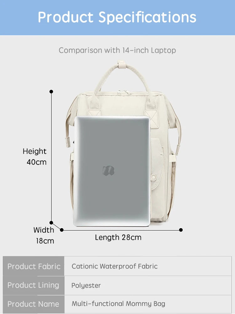 PANGDUBE Waterproof Diaper Backpack – Maternity Travel Bag with Stroller Hooks - Nestling Babies