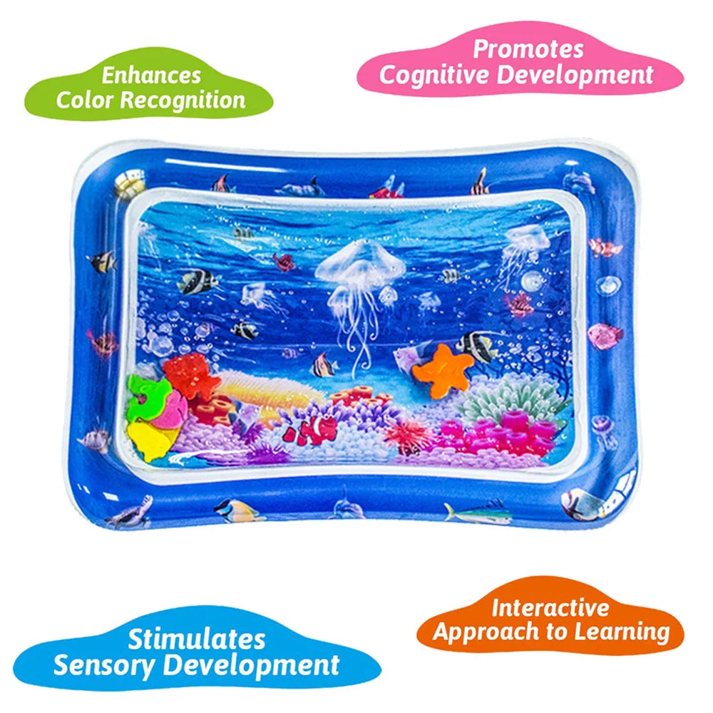 Inflatable Baby Water Play Mat – White Jellyfish Sensory Activity Cushion - Nestling Babies