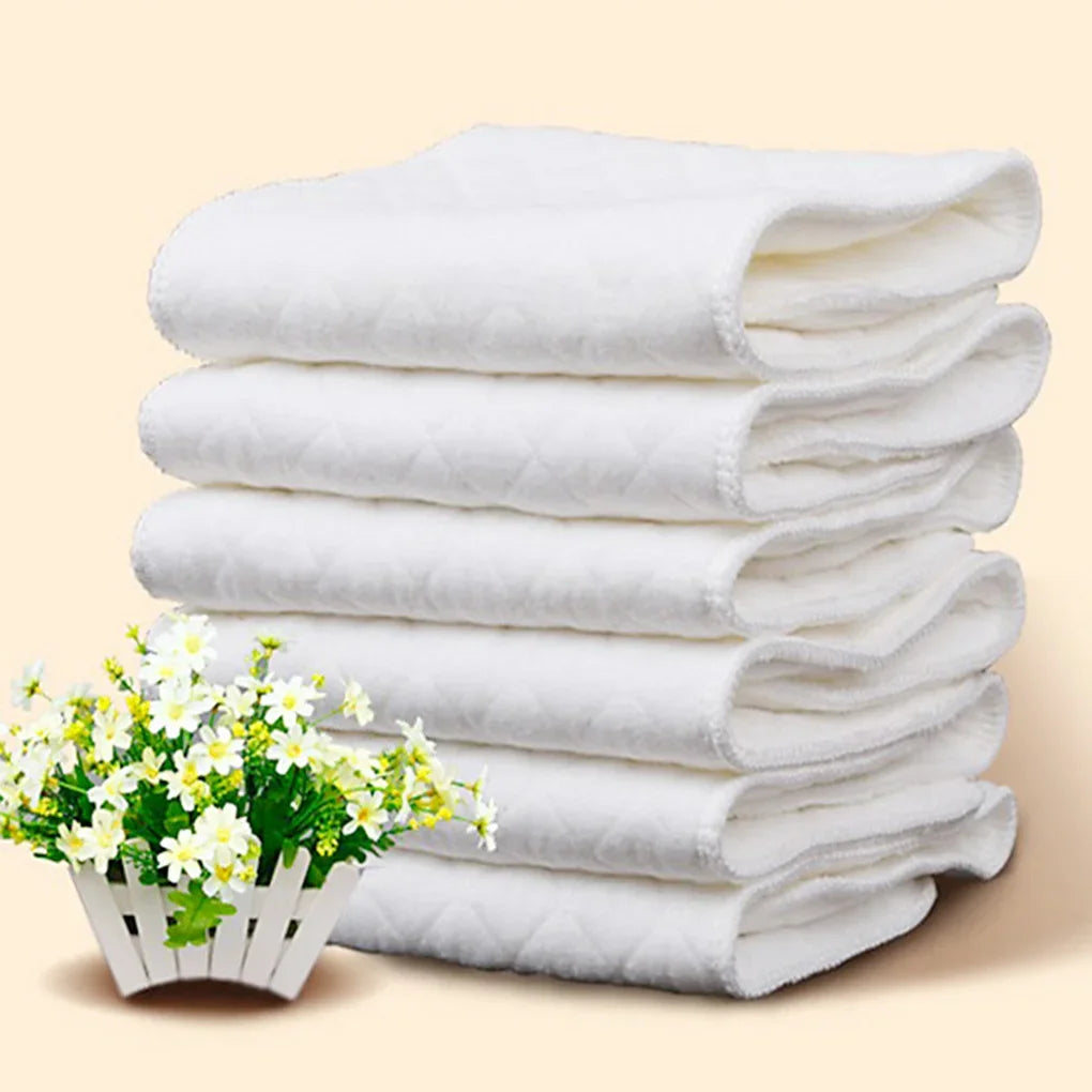 10pcs Reusable Cotton Baby Diapers – Washable, Soft & Super Absorbent Pads for Newborns (3–5kg) - Nestling Babies