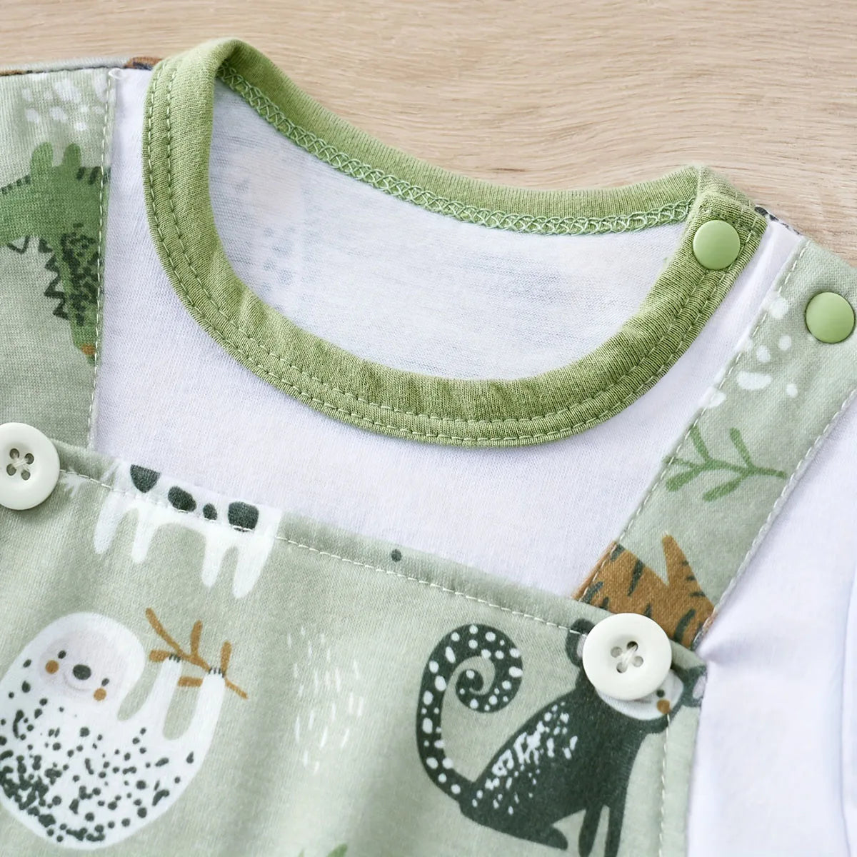 Zoo Days Romper – Faux Two-Piece Animal Print Bodysuit (0–12M | Boys) - Nestling Babies