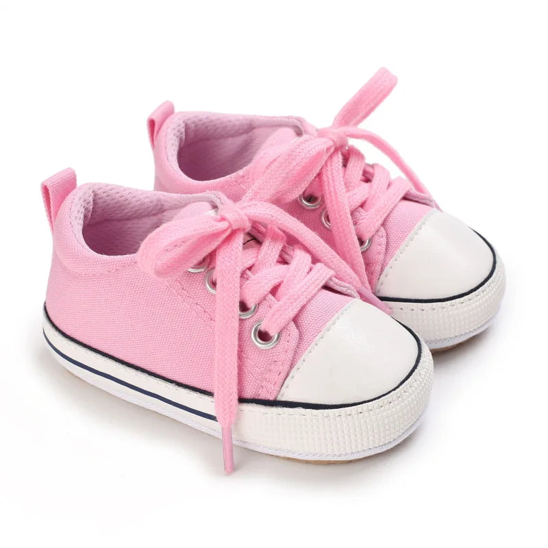 Meckior Baby Canvas Sneakers – Unisex Soft Basketball-Inspired First Walkers (0–18 Months) - Nestling Babies