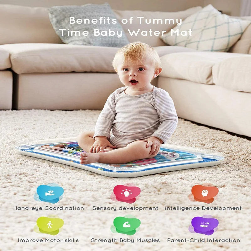 Inflatable Tummy Time Baby Play Mat – Sensory Water Cushion for Infants - Nestling Babies