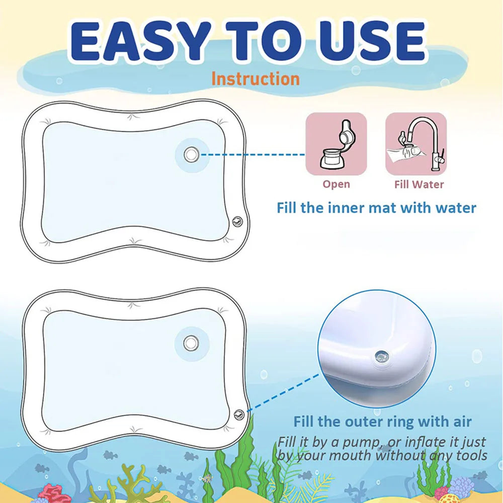 Inflatable Baby Water Play Mat – White Jellyfish Sensory Activity Cushion - Nestling Babies