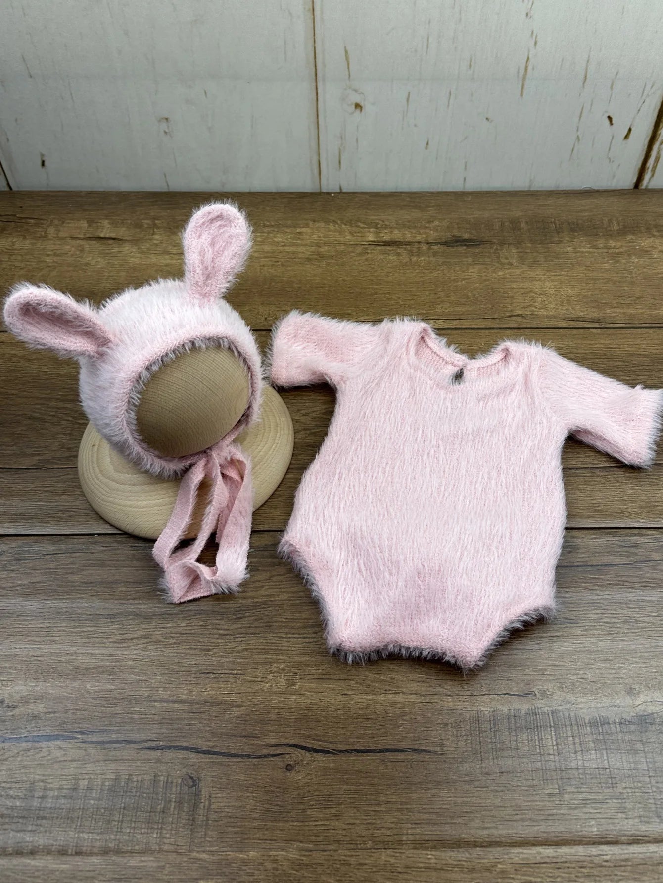 Newborn Bunny-Themed Knitted Photography Set – Adorable Cosplay with Doll & Glasses - Nestling Babies