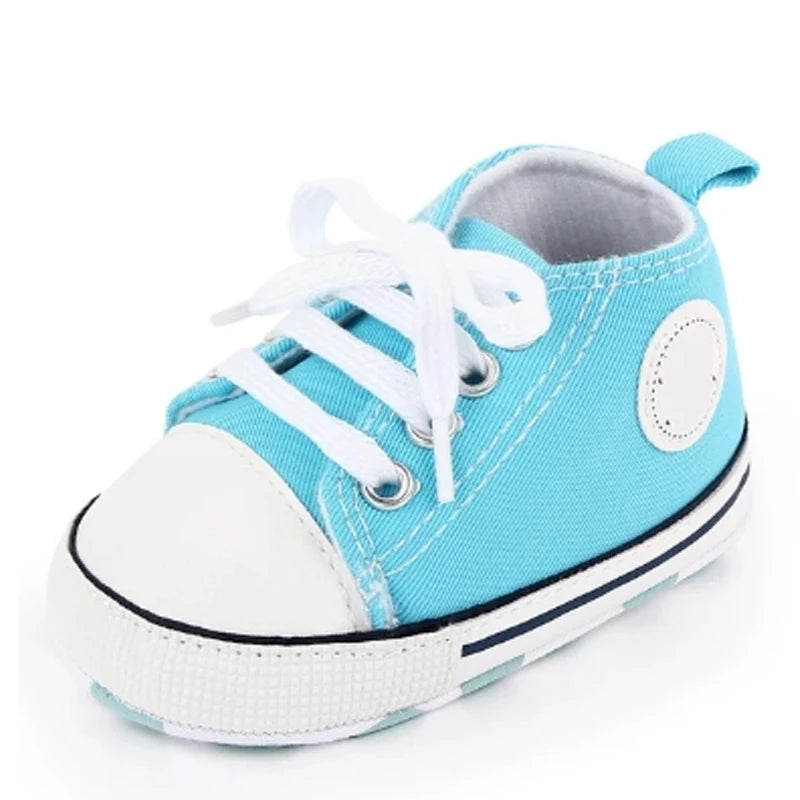 Baby Canvas Sneakers – Soft Sole Non-Slip First Walker Shoes (0–12 Months) - Nestling Babies