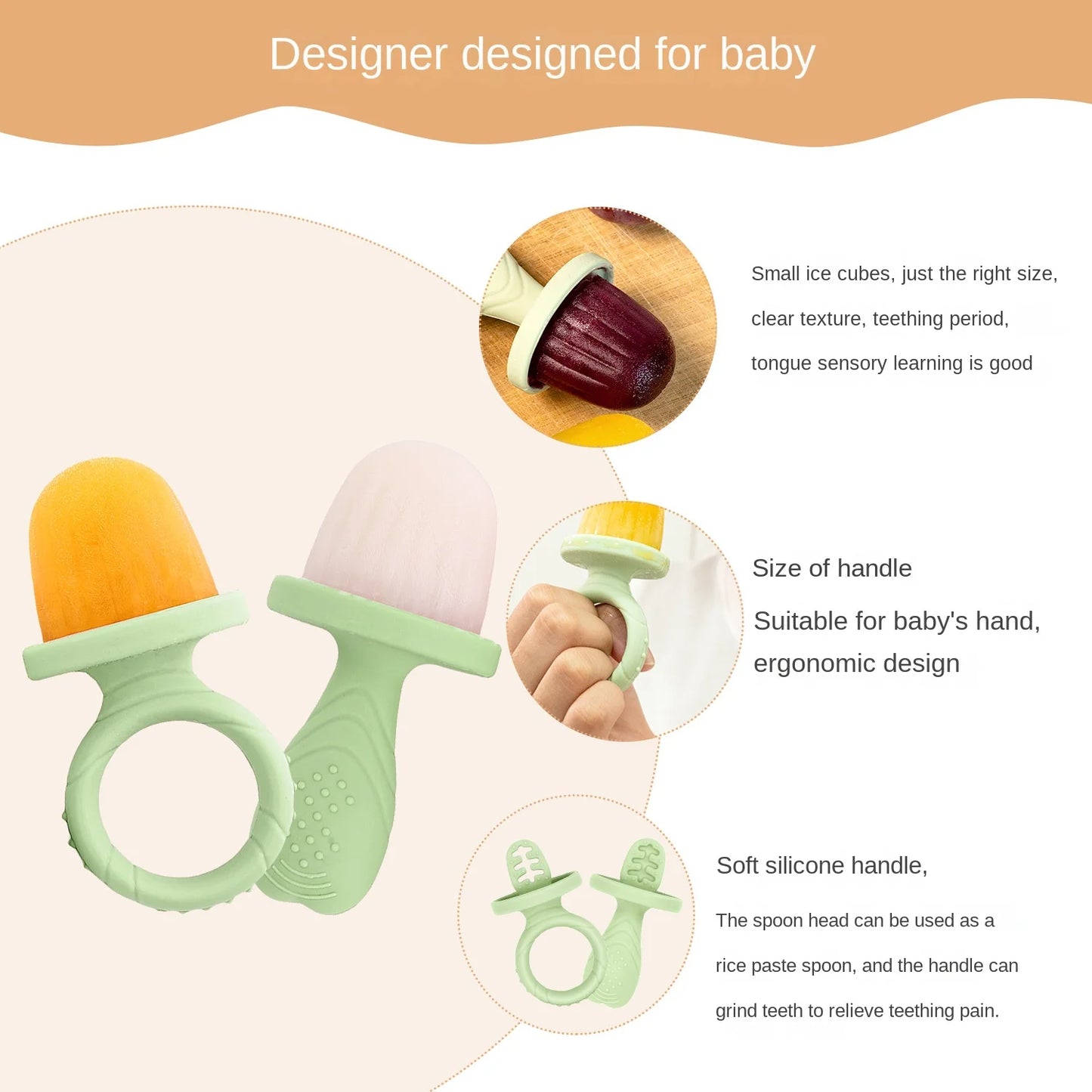 Silicone Baby Popsicle Mold – 6-Cavity Tray for Frozen Teething Treats - Nestling Babies