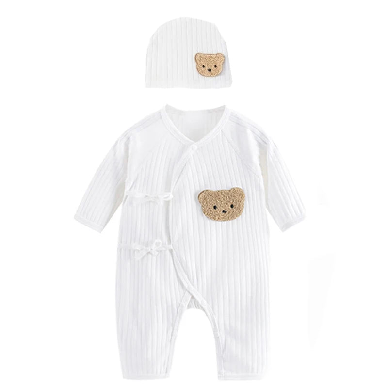 Soft Knit Cotton Romper – All-Season Long Sleeve Jumpsuit (0–6M | Unisex) - Nestling Babies