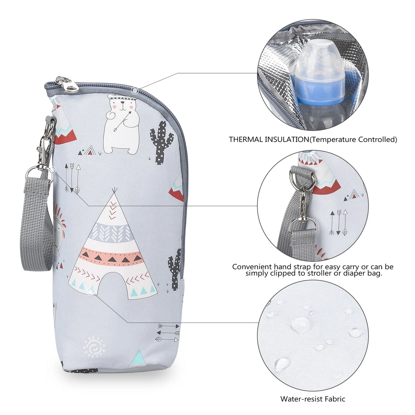 Portable Baby Bottle Warmer Bag – Insulated Bottle Holder for Outings & Stroller Use - Nestling Babies