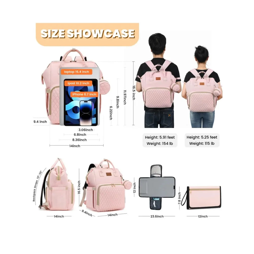 Waterproof Diaper Backpack for Moms – 35L Baby Bag with Changing Pad, Pacifier Case & Stroller Straps - Nestling Babies
