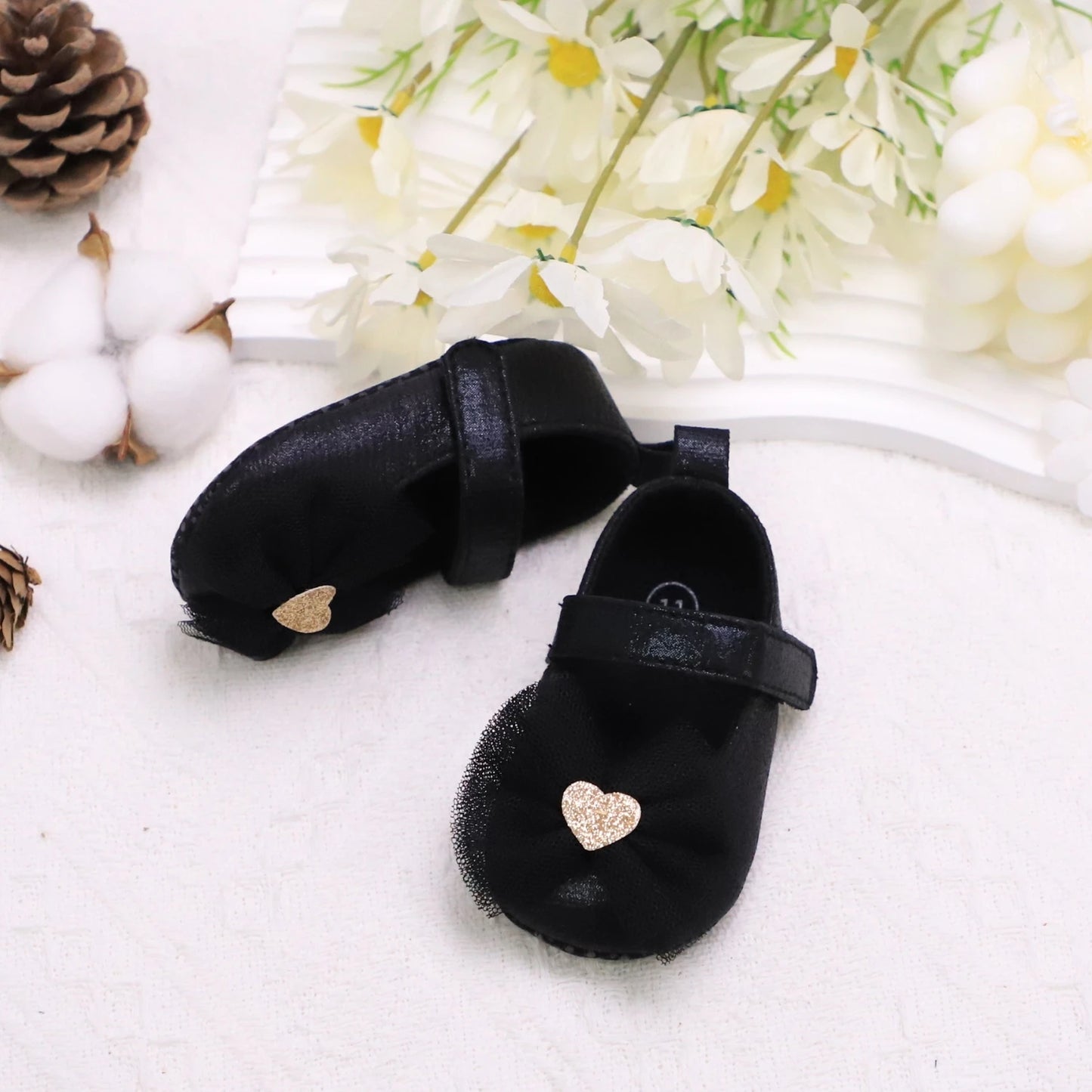 Baby Girl First Walker Shoes – Princess Lace Design with Soft Sole & Bow (0–12 Months) - Nestling Babies
