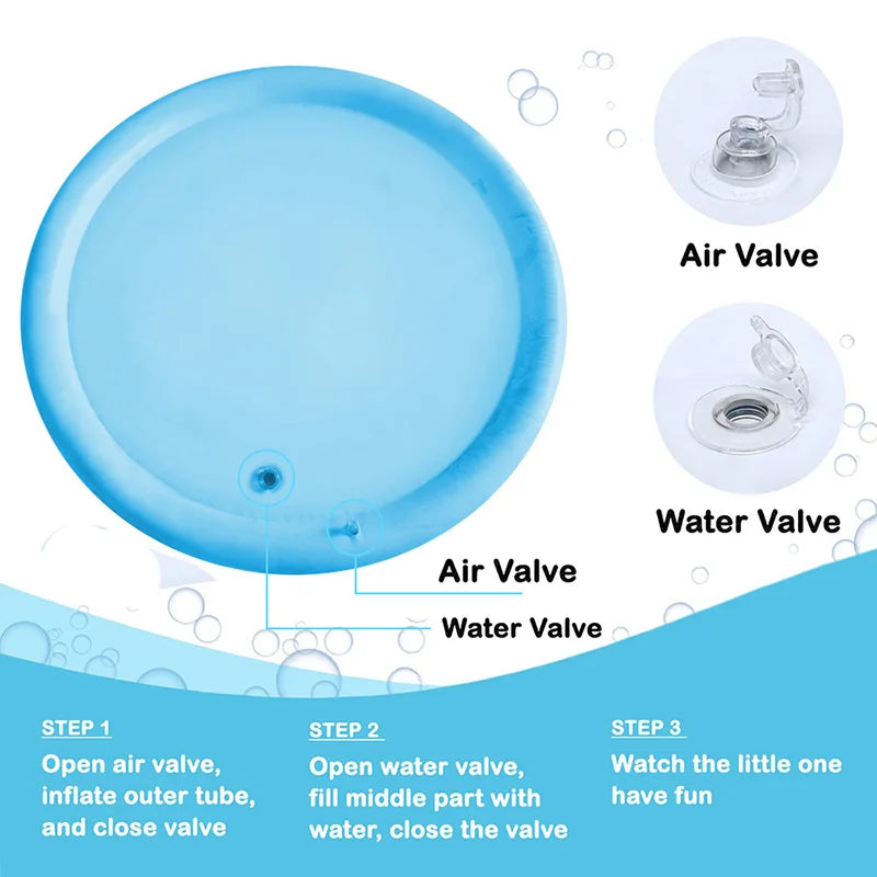 Large Inflatable Baby Water Play Mat (100 cm) – Round Dolphin & Seal Design - Nestling Babies