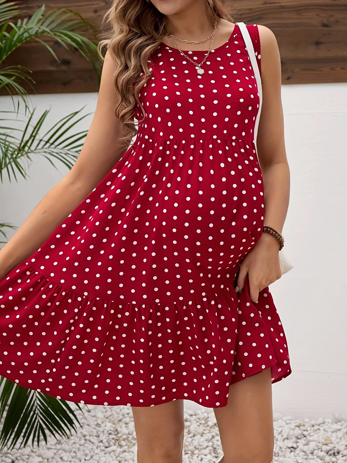 Red Polka Dot Maternity Dress – Sleeveless Summer Party Style - Nestling Babies