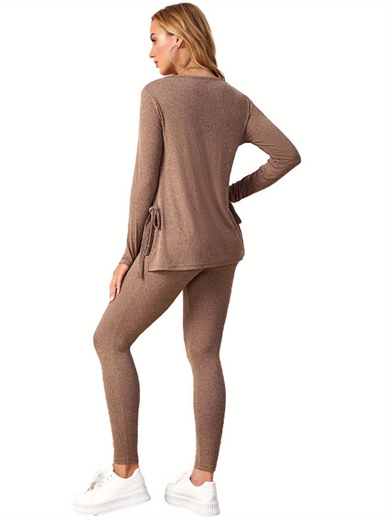 Women’s Lace-Up Knit Pants – Slim Fit Stretch Casual Trousers for Fall & Winter - Nestling Babies 