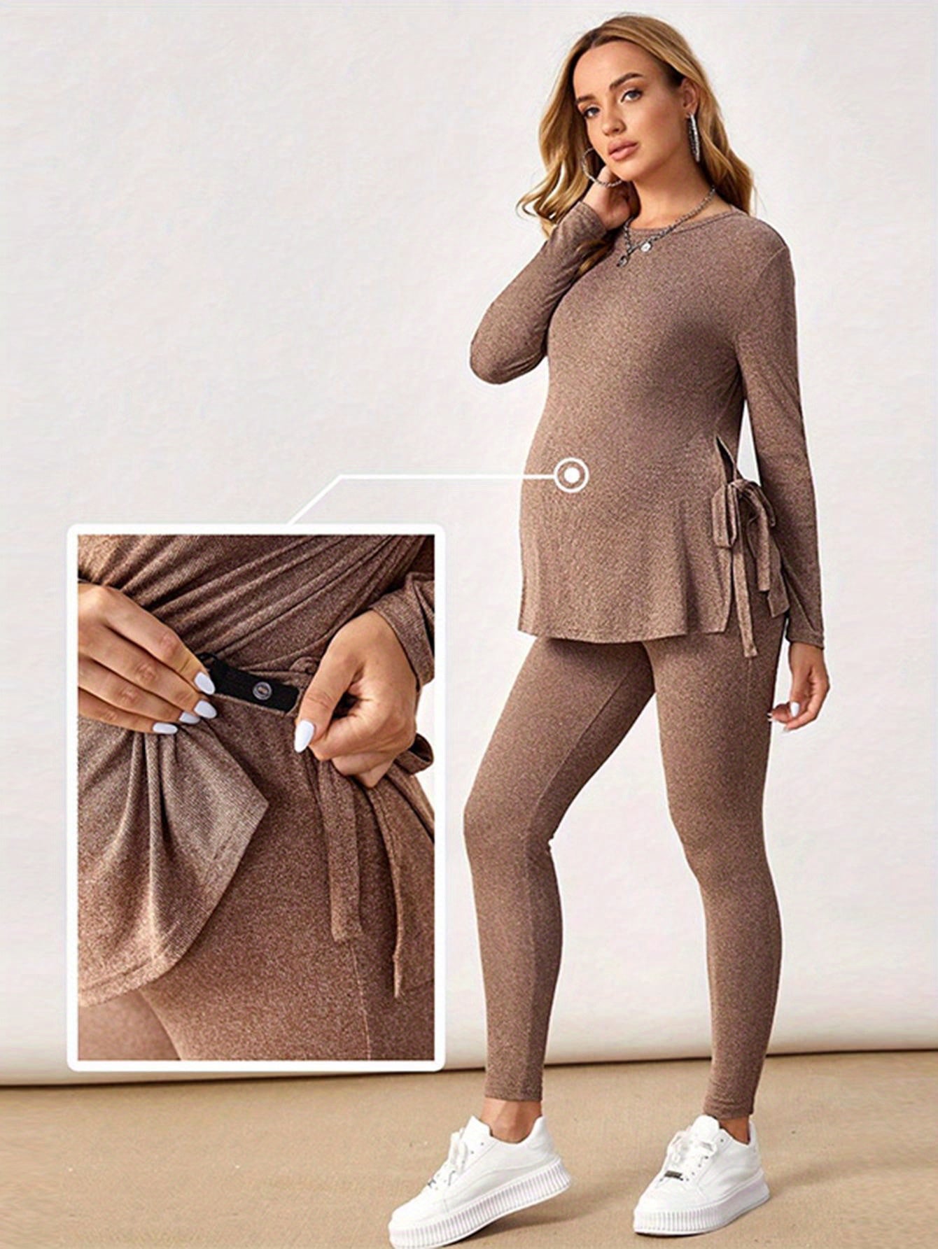 Women’s Lace-Up Knit Pants – Slim Fit Stretch Casual Trousers for Fall & Winter - Nestling Babies 