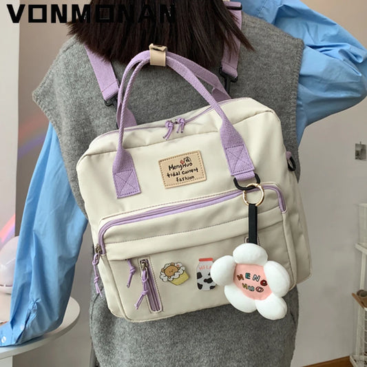 3-in-1 Girls’ Travel Backpack Set – Stylish Preppy Schoolbag with Badge & Ring Buckle - Nestling Babies 