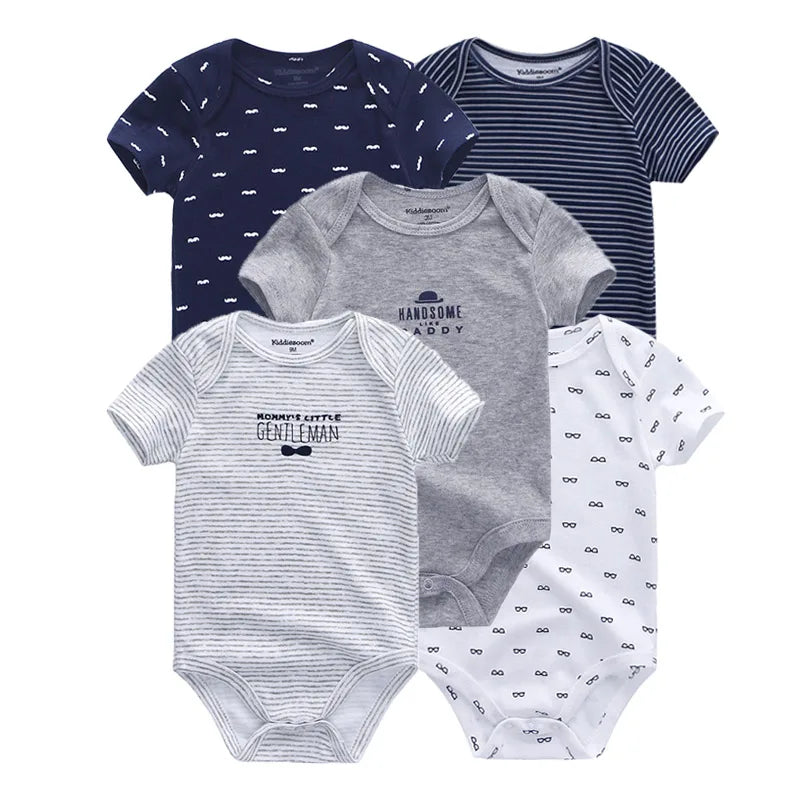 Essential Cotton Baby Bodysuit Set (5-Pack | 0–12M) - Nestling Babies 