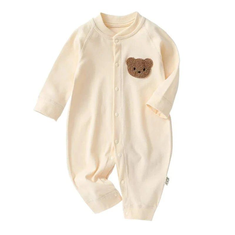 Cozy Bear Romper – Autumn Jumpsuit for Babies (0–12M | Unisex) - Nestling Babies 