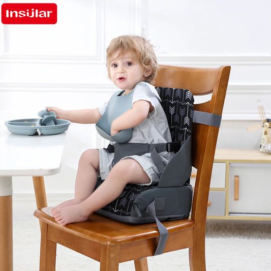 INSULAR Portable Foldable Booster Seat – Anti-Slip High Cushion for Baby & Toddler Dining Chairs - Nestling Babies 