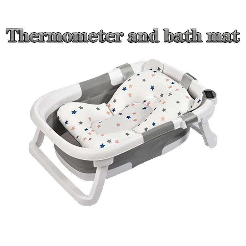 Foldable Baby Bathtub with Real-Time Temperature Display – Anti-Slip & Space-Saving Design - Nestling Babies 