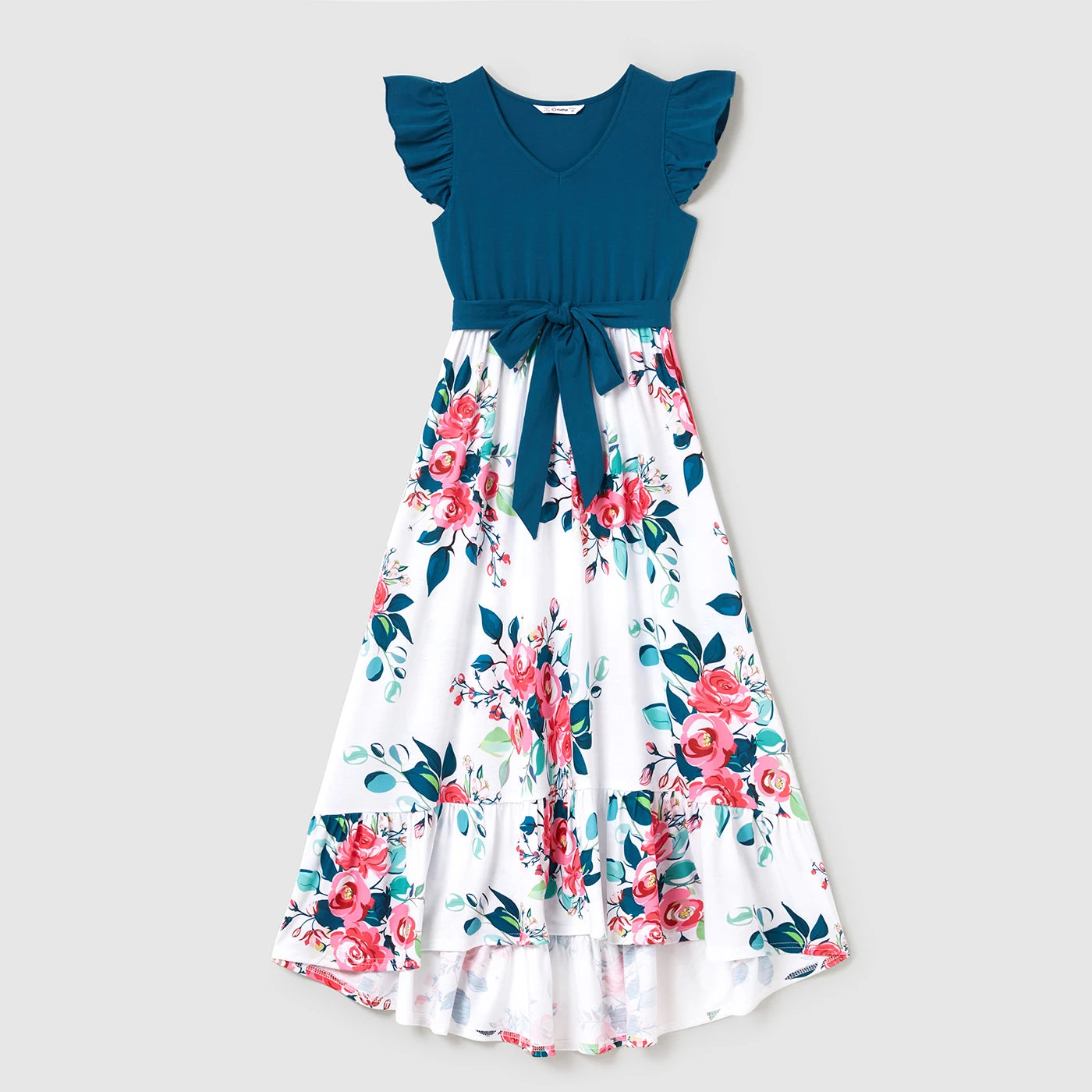 PatPat Family Matching Outfits – V-Neck Floral Dresses & Colorblock T-Shirts - Nestling Babies 