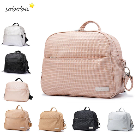 Soboba Stylish Diaper Backpack – Waterproof & Eco-Friendly PU Leather Bag for Modern Moms - Nestling Babies 