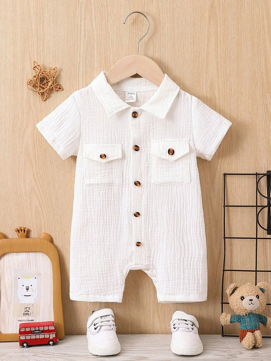 Soft Cotton Summer Romper – Minimalist Comfort for Baby (3–24M) - Nestling Babies 