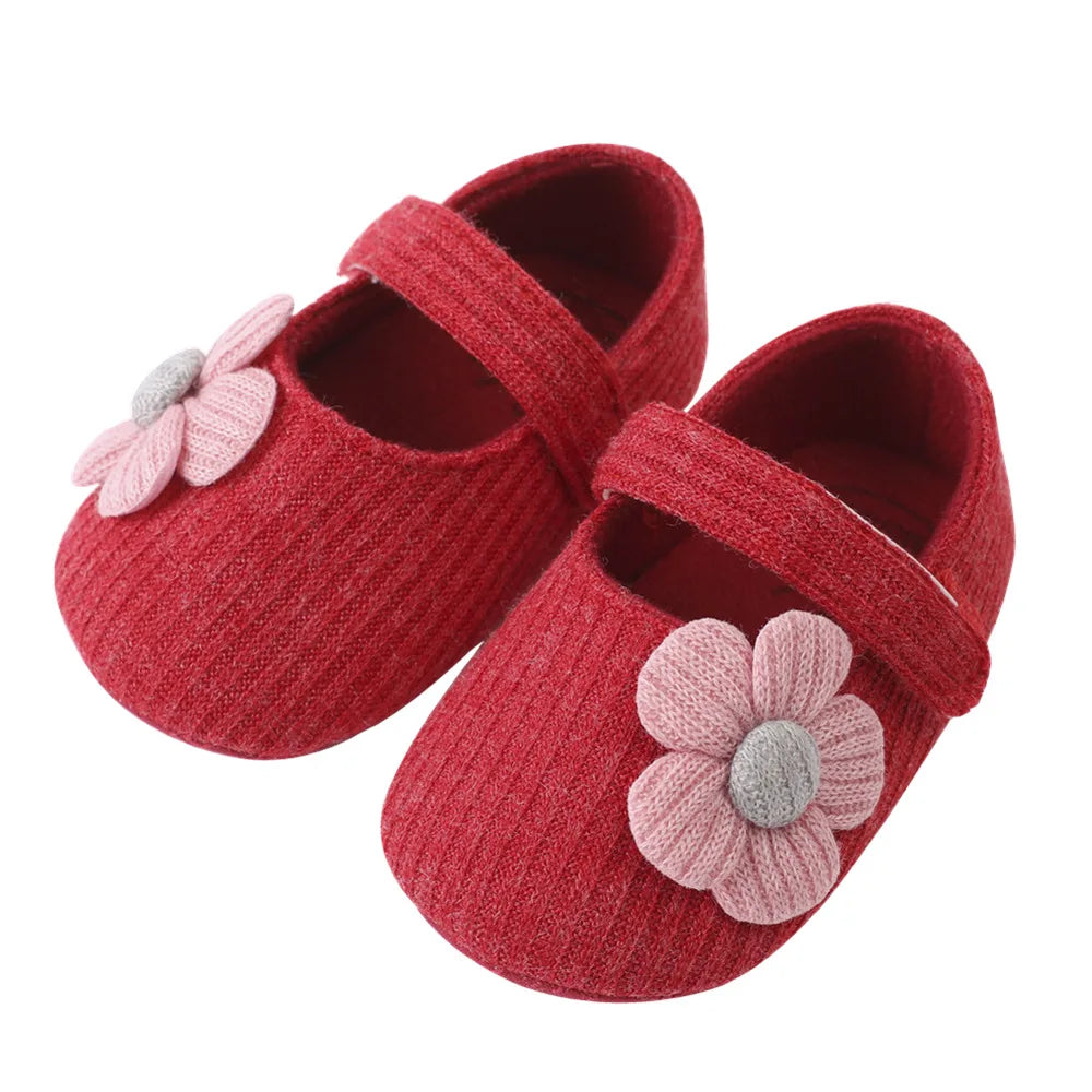 Baby Girl Cotton Prewalker Shoes – Soft Sole Retro Style with Bow (0–18 Months) - Nestling Babies 