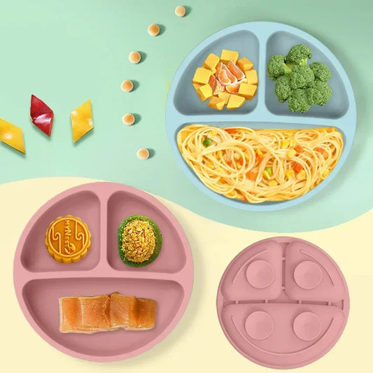 Baby Silicone Feeding Set – Suction Plate, Bowl, Straw Cup, Wooden Spoon & Fork | BPA-Free Tableware - Nestling Babies 