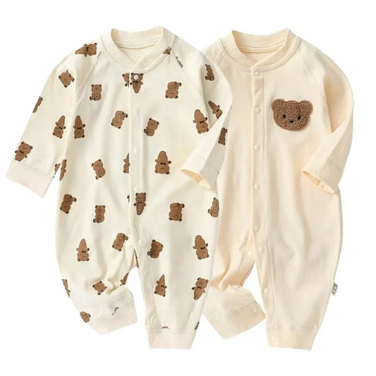 Cozy Bear Romper – Autumn Jumpsuit for Babies (0–12M | Unisex) - Nestling Babies 