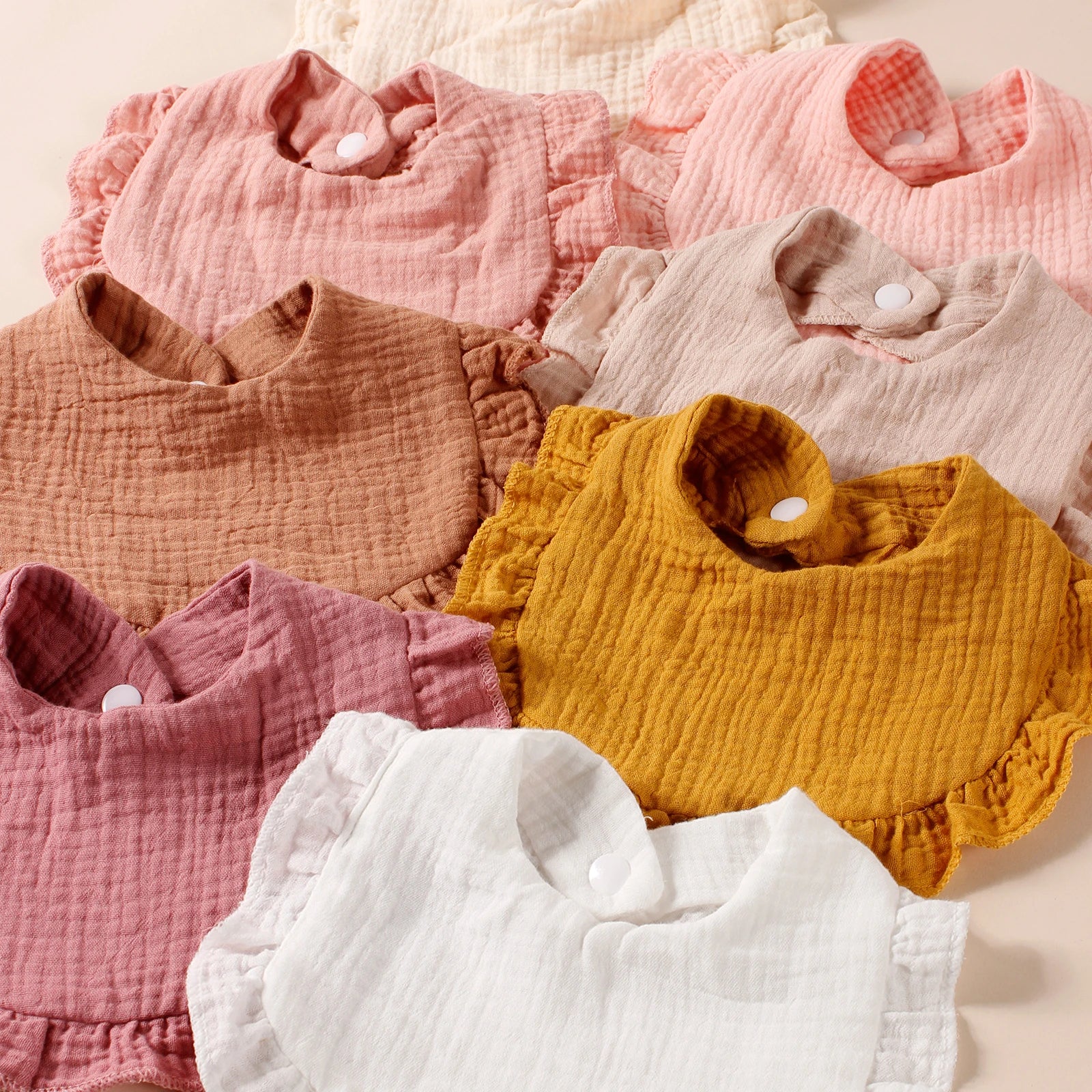 8-Pack Cotton Ruffle Bibs – Soft, Stylish & Ultra-Absorbent for Newborns - Nestling Babies 