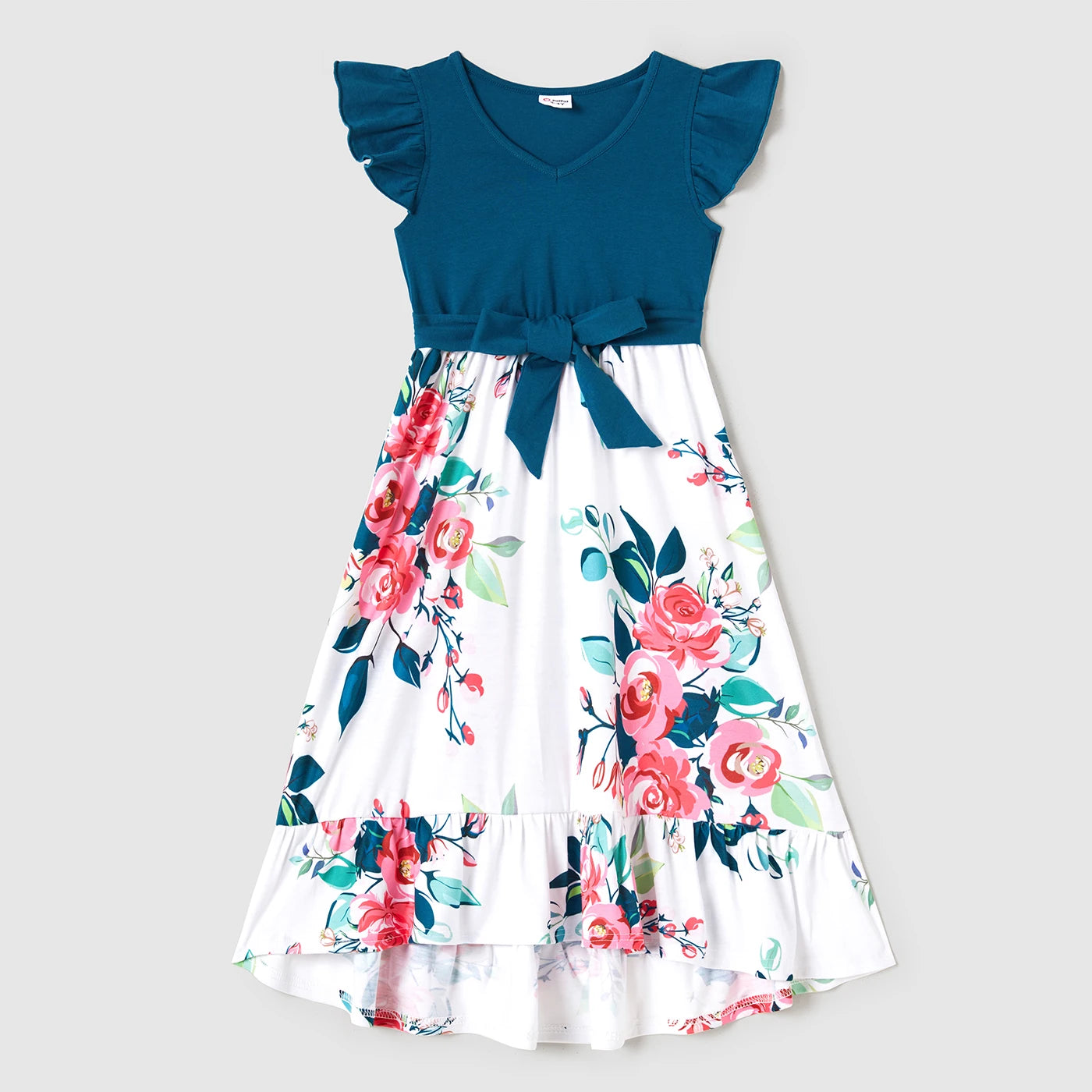 PatPat Family Matching Outfits – V-Neck Floral Dresses & Colorblock T-Shirts - Nestling Babies 