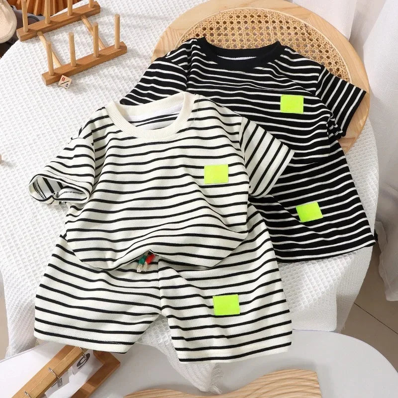 Summer Striped T-Shirt & Shorts Set – 2-Piece Outfit for Toddlers (1–7Y) - Nestling Babies 