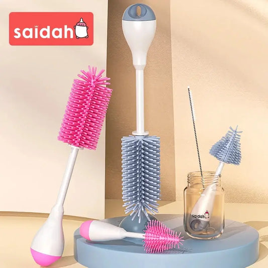 3-in-1 Silicone Baby Bottle Brush Set – 360° Cleaning Power - Nestling Babies 