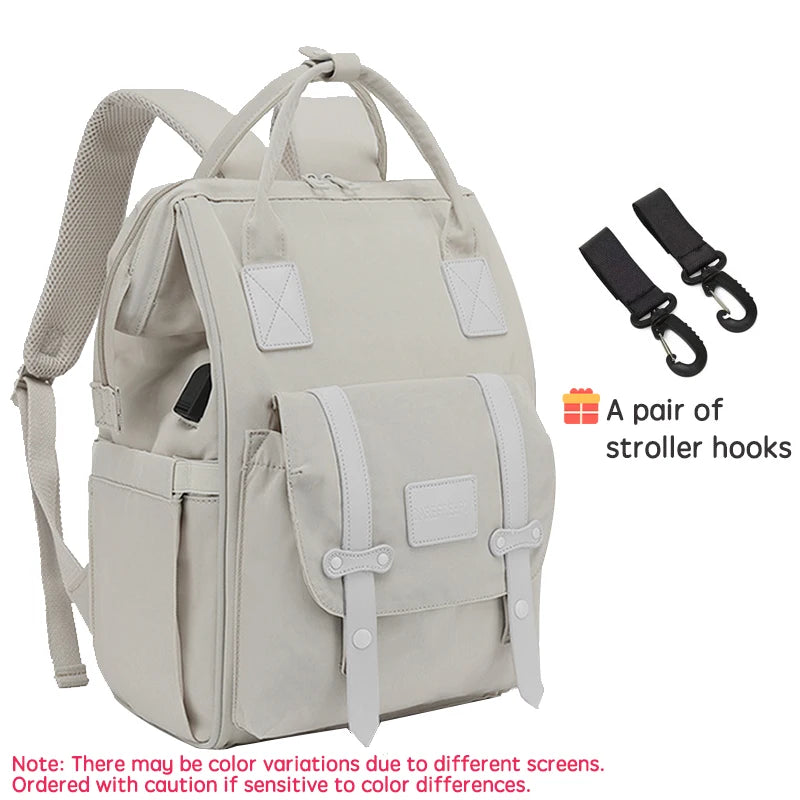 PANGDUBE Waterproof Diaper Backpack – Maternity Travel Bag with Stroller Hooks - Nestling Babies 