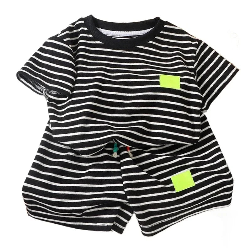 Summer Striped T-Shirt & Shorts Set – 2-Piece Outfit for Toddlers (1–7Y) - Nestling Babies 